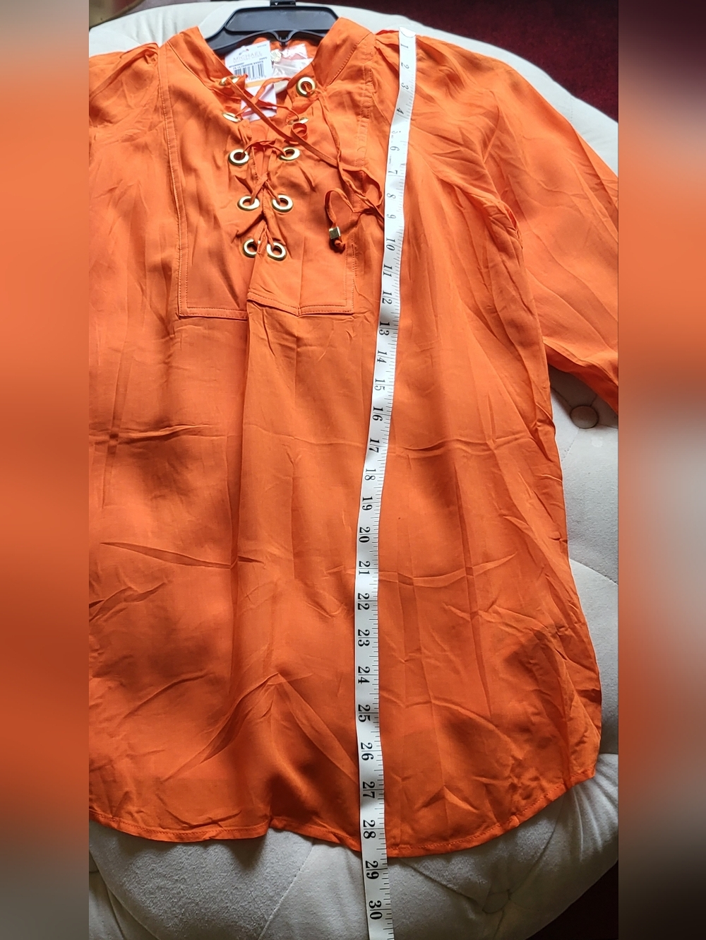 Michael kors orange blouse Lace-detail Size S Nwt - Picture 7 of 10